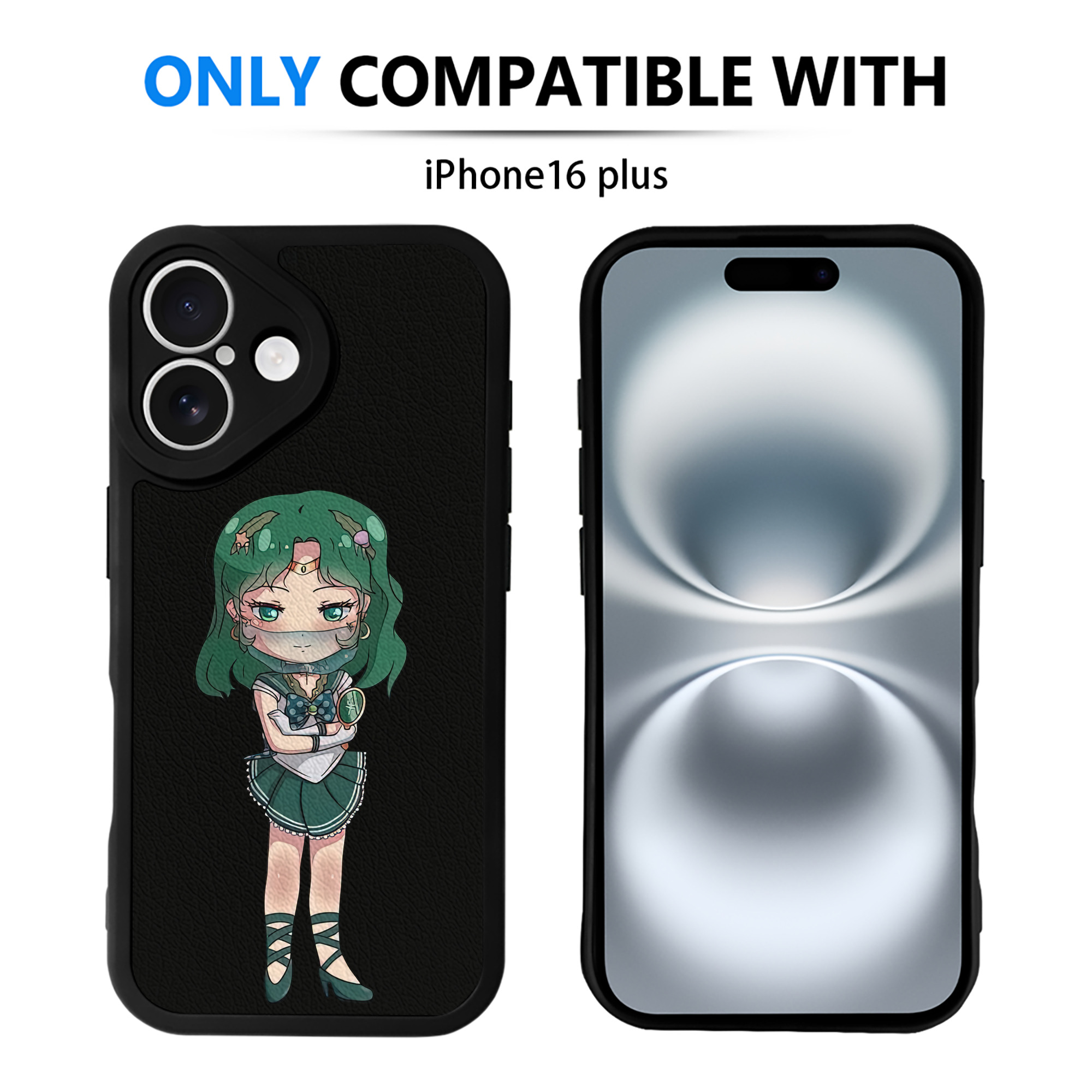 （画像用） 美少女戦士セーラームーン 海王 みちる（かいおう みちる） Sailor Moon Kaiou Michiru 【iPhone 16シリーズ対応】シリコンスマホケース（レザー調） 材質：シリコン